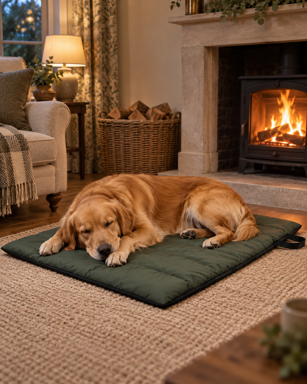 Roll-Up Dog Travel Mat at home