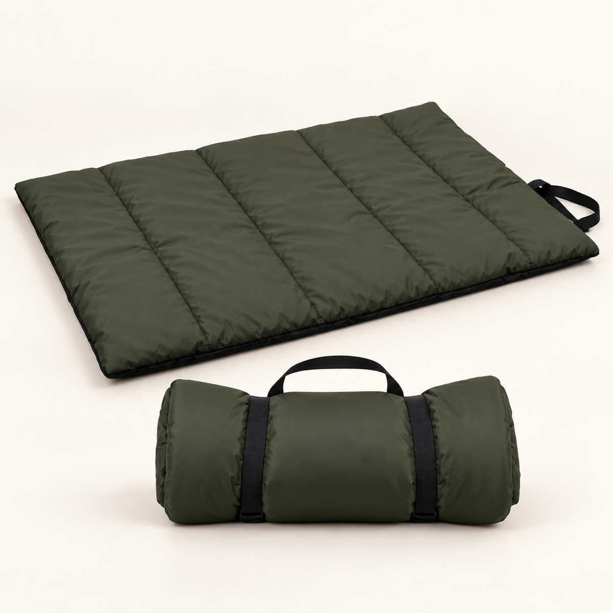 Roll-Up Dog Travel Mat open and folded