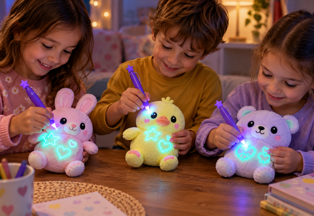 Glow Drawing Plush Toy in use