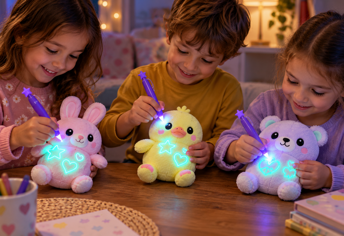 Glow Drawing Plush Toy in use