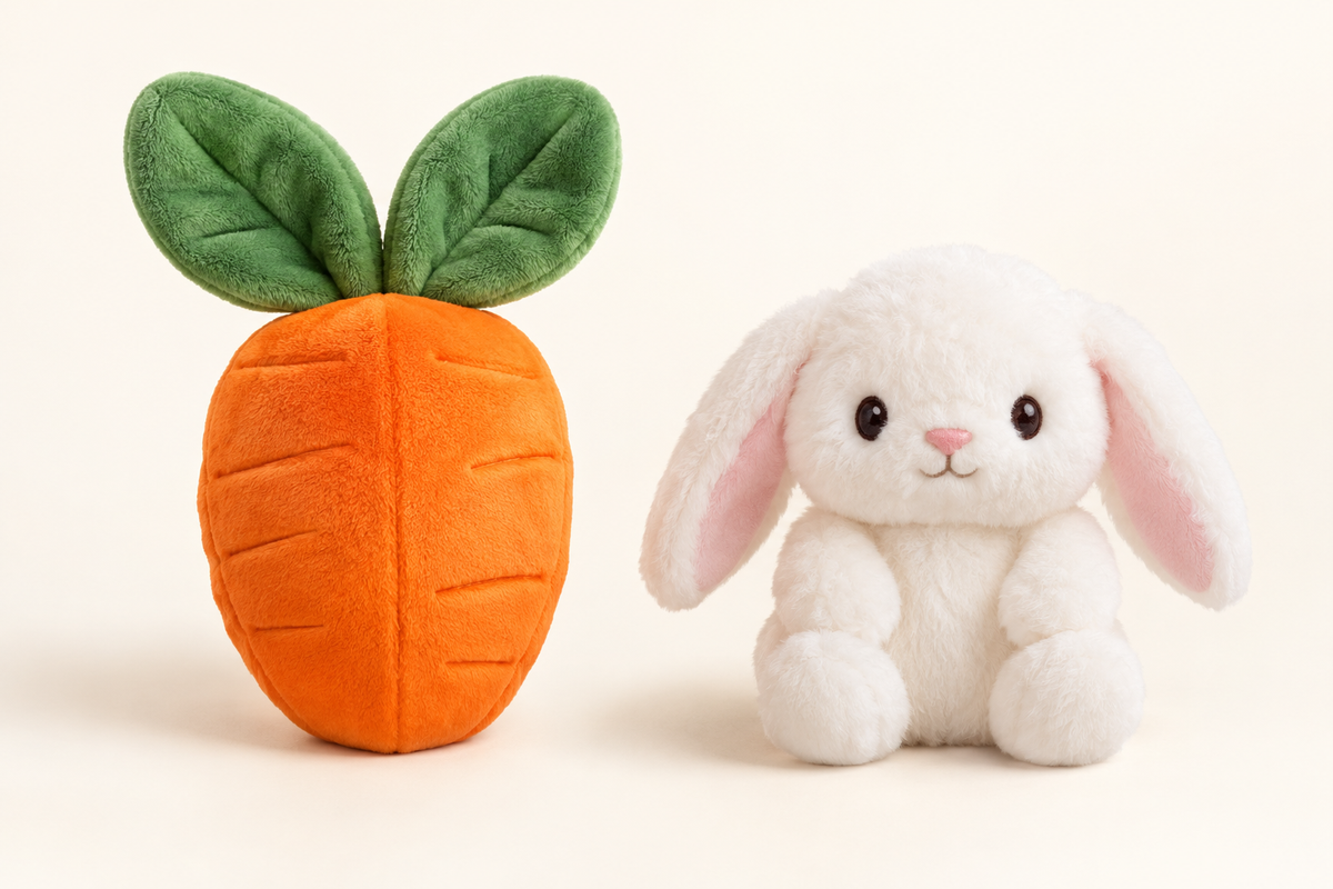Reversible Cuddly Bunny carrot and bunny forms