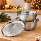 Stainless Steel Grater Bowl Set premium product photograph