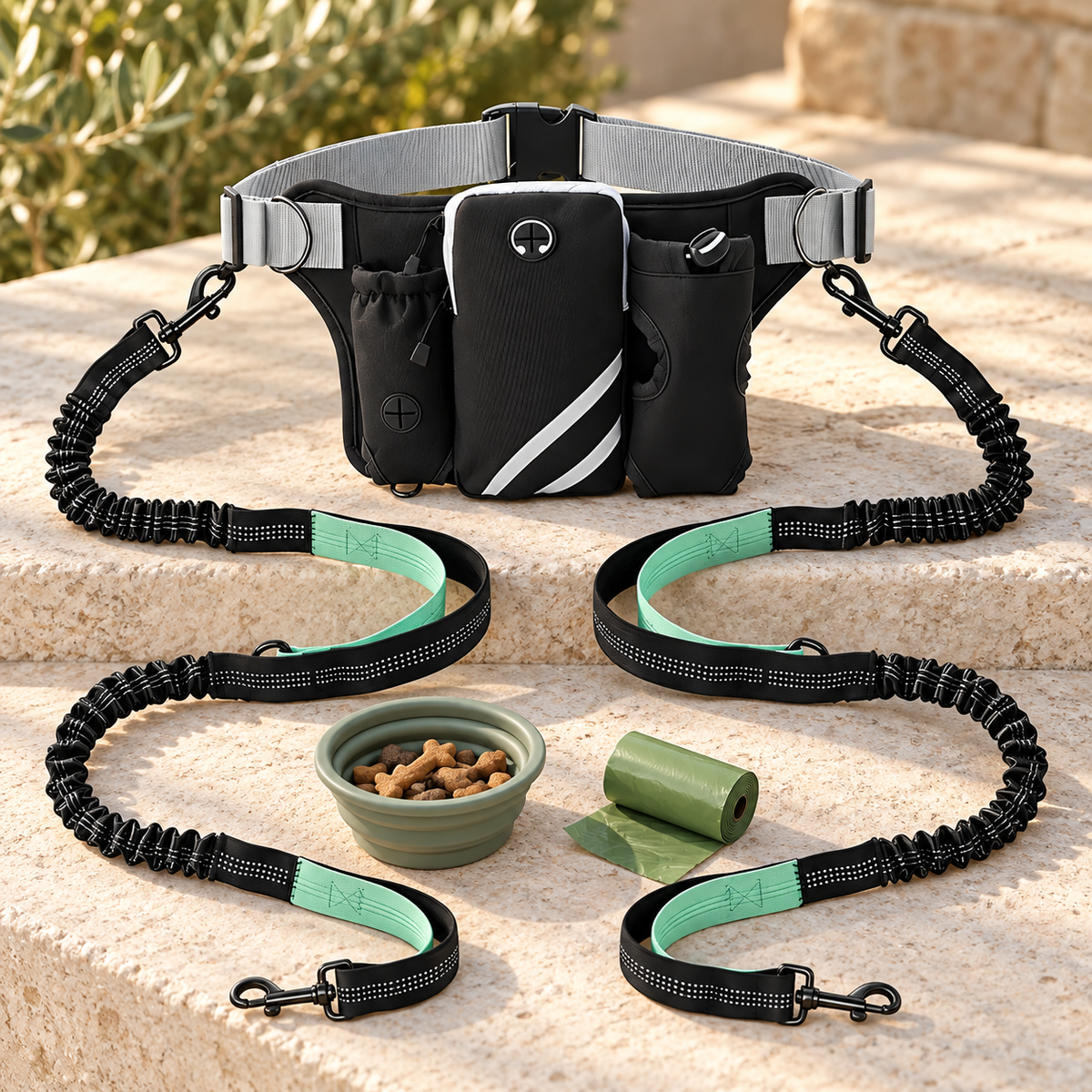 Hands-Free Dog Walking Waist Pack lifestyle product photograph