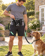 Hands-Free Dog Walking Waist Pack treat-pocket in use